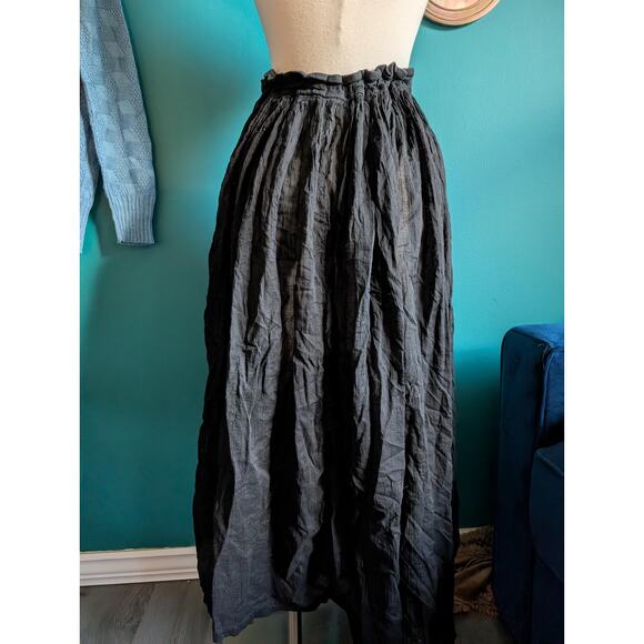 Women's vintage 90s India cotton guaze broomstick skirt witchy boho goth - Picture 3 of 4